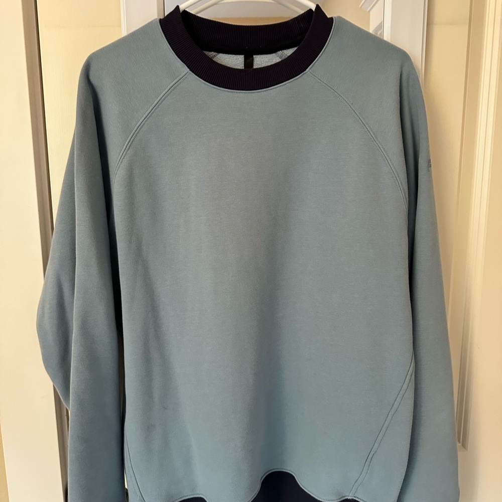 Fabletics Blue Crewneck Sweater Classic Knit Design